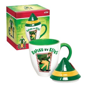 ICUP, Inc. Elf "Raised BY Elves" 16 Ounce Ceramic Mug With Lid - 1 of 4
