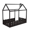 PAGED Modern Wooden Floor Bed, Twin Size Bed Frame with Fence and Opening, House Shaped Platform Bed for Boy and Girl, Easy Assembly - 4 of 4