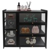 YIYIBYUS Black 3 Tier Cabinet with Doors Display Cabinet Storage Cabinet - 3 of 4