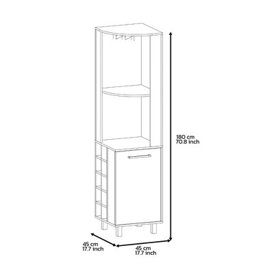 Morocco Black and Pine Corner Bar Cabinet with Wine Rack