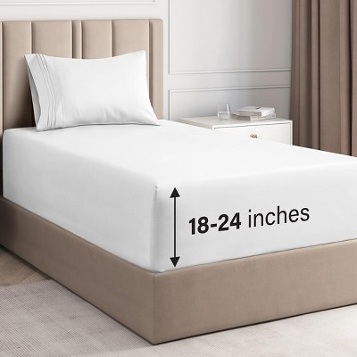 Extra Deep Pocket 4 Piece Sheet Set - Soft Bed Sheets, Fits 18"-24" Mattresses - CGK Linens