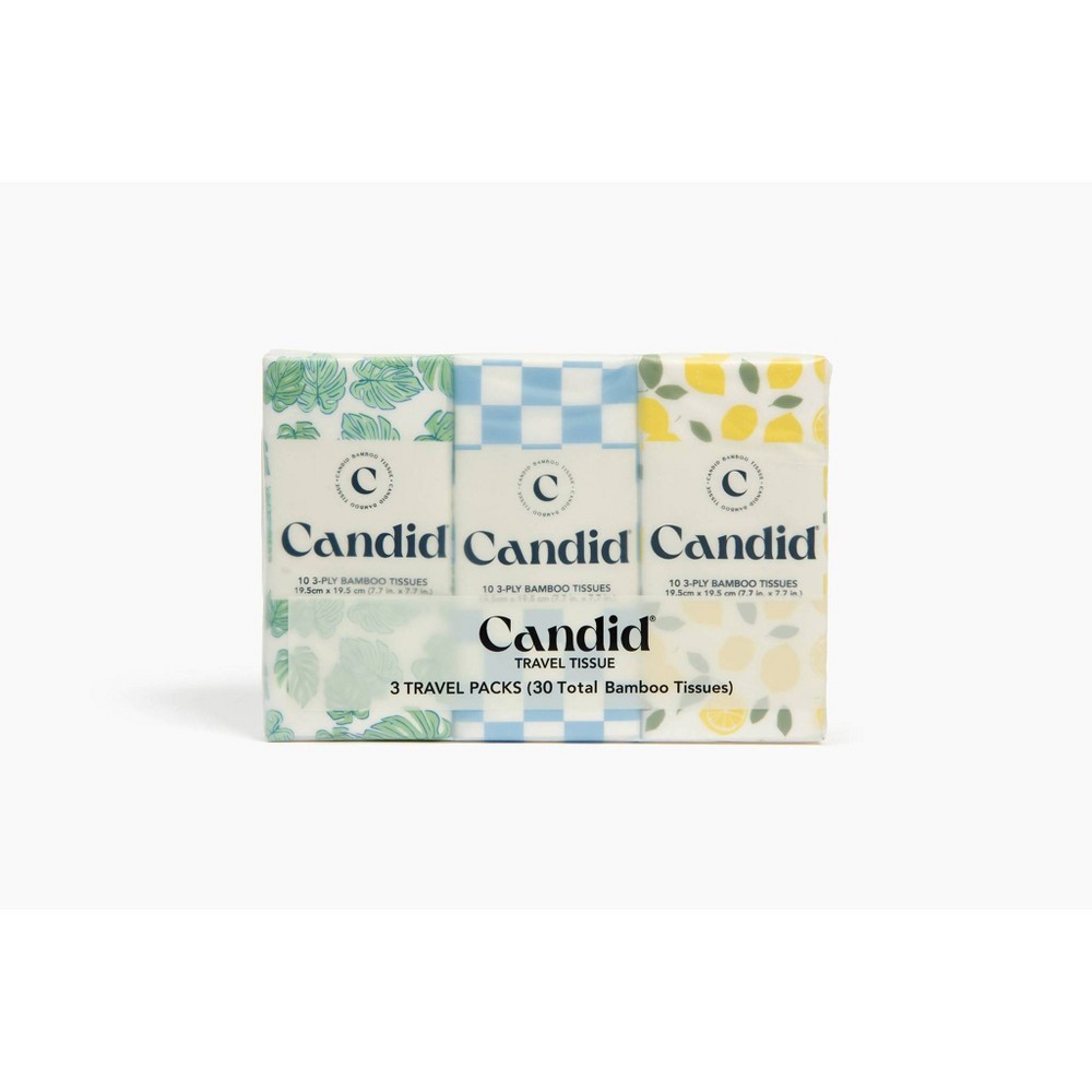 Candid Travel Pack Facial Tissue Travel Size - 3pk/10ct: Soft Pack, 3-Ply