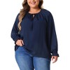 Agnes Orinda Women's Plus Size V-Neck Drawstring Long Sleeve Casual Blouses - 2 of 4