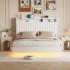 Whizmax Floating Bed Frame with RGB LED Lights & Charging Station, Upholstered Platform Bed Frame with 50”Tall Storage Headboard - 2 of 4