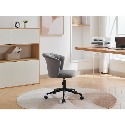DOMETOUR Home Office Chair, Velvet Fabric Swivel Flower Shape Computer Desk Chair for Home Office or Bedroom