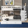 Polibi Full Over Full Bunk Bed with Pull-Out Twin Trundle, Storage Staircase & Safety Guardrails - 2 of 4