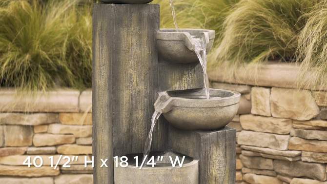 John Timberland Four Tier Rustic Cascading Outdoor Floor Water Fountain with LED Light 40 1/2" for Yard Garden Patio Home Deck Porch House Roof, 2 of 13, play video