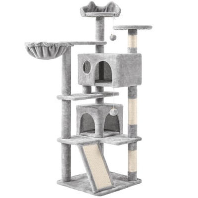 Yaheetech 57"H Plush Cat Tree Condo for Kittens/Small Cats