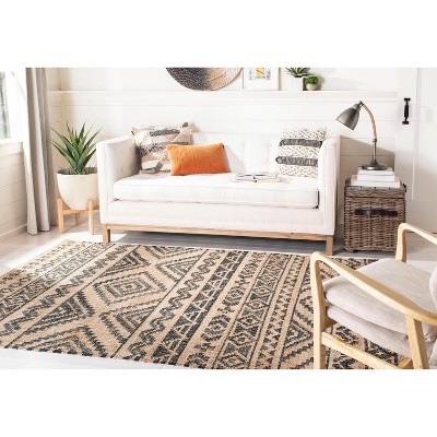 Handmade Black and Natural Wool Cotton 4' x 6' Kilim Rug