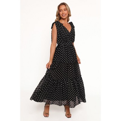 Petal and Pup Ada Maxi Dress - Black Polka Dot XS