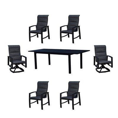 Santorini 7pc 71"/95" Extension Mixed Dining Set - Black - Courtyard Casual