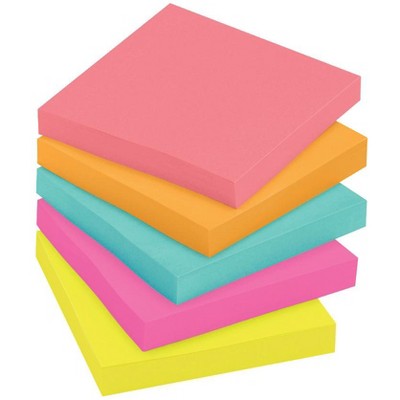 Post-it Original Notes, 3 x 3 Inches, Capetown Colors, Pad of 100 Sheets, pk of 5