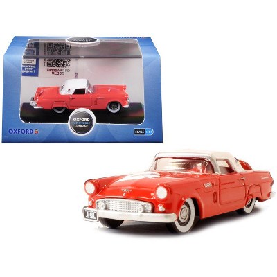 1956 Ford Thunderbird Fiesta Red with Colonial White Top 1/87 (HO) Scale Diecast Model Car by Oxford Diecast