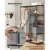 Portable Closet Organizer with 6 Storage Cubes & Hanging Rods, Foldable Non-Woven Fabric Shelves for Clothes/Shoes, Black & Cattail Gray - 2 of 4