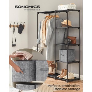 Portable Closet Organizer with 6 Storage Cubes & Hanging Rods, Foldable Non-Woven Fabric Shelves for Clothes/Shoes, Black & Cattail Gray - 1 of 4