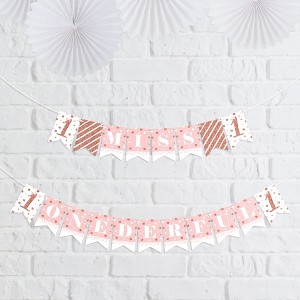 Big Dot of Happiness 1st Birthday Little Miss Onederful - Girl First Birthday Party Mini Pennant Banner - Miss Onederful - 1 of 4