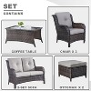 POCASSY 6 Piece Patio Furniture Set, All Weather Wicker Rattan Patio Lovseat Sofa Set with Wicker Patio Chair, Coffee Table and Ottoman - 3 of 4