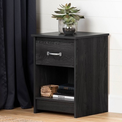 Gray Oak Country Cottage 1-Drawer Nightstand with Open Storage