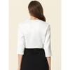 INSPIRE CHIC Women's Satin Elegant 3/4 Sleeve Open Front Cropped Bolero Shrug Cardigan - 3 of 4