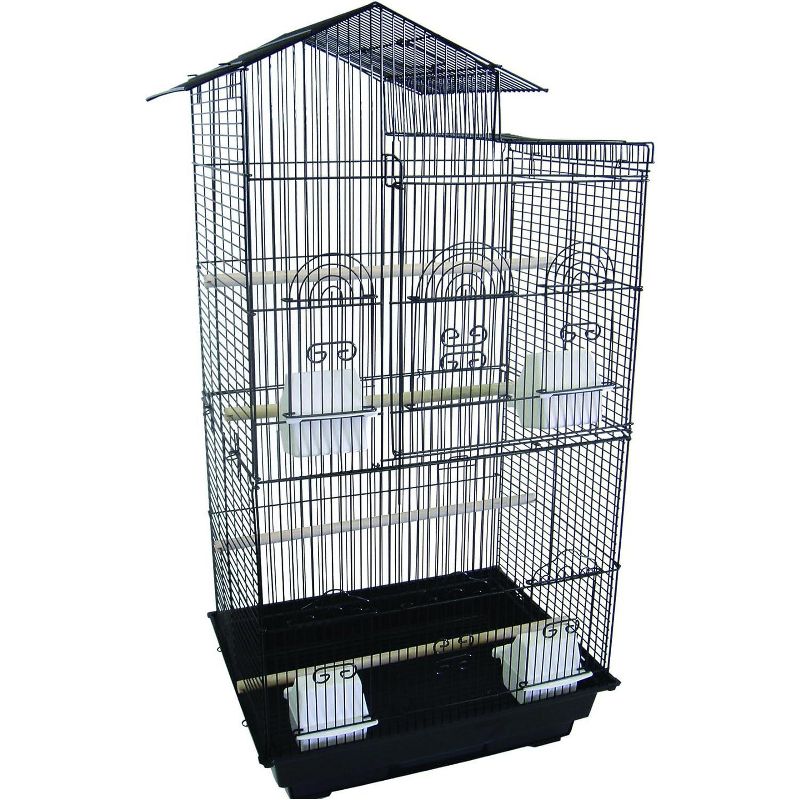 YML A6894 3/8 inches Bar Spacing Tall Villa Top Small Bird Cage Black 18 inches x 14 inches, 1 of 2