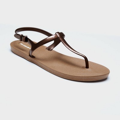bronze flip flops