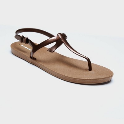 bronze flip flop sandals