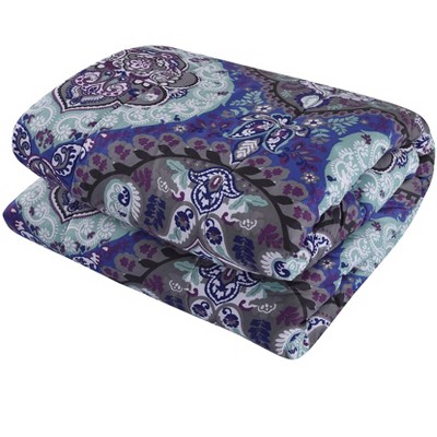 Queen Purple Microfiber Reversible Bed in a Bag Set