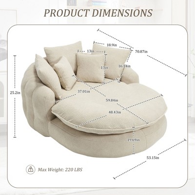 CAVINAS Chenille Bean Bag Couch with 5 Pillows,Large Bean Bag Chairs for Adults,Giant Bean Bag Chair with Wrap Around Back,Sofa Bed for Living Room