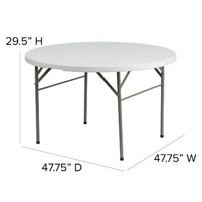 Granite White 4-Foot Round Bi-Fold Plastic Folding Table with Handle