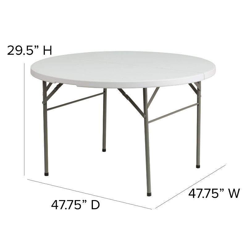 Emma and Oliver 4-Foot Round Bi-Fold Granite White Plastic Event Folding Table with Handle, 4 of 8