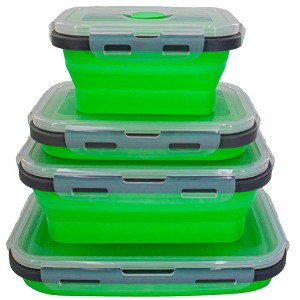 5 Star Super Deals Collapsible Stackable Food Storage Containers 4pc Silicone Portable Leak Proof Airtight Boxes with Durable & Space-Saving - 1 of 4