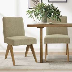 Set of 2 Modern Upholstered Dining Chairs, Armless Accent Side Chairs with Angled Wood Legs for Kitchen, Dining Room or Living Room - Panipeachy - 1 of 4
