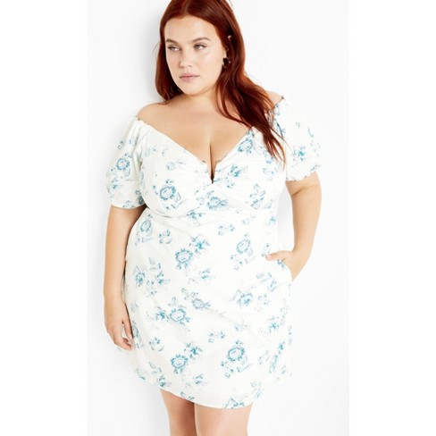 Women's Plus Size Martine Print Dress - blue | CITY CHIC - image 1 of 4