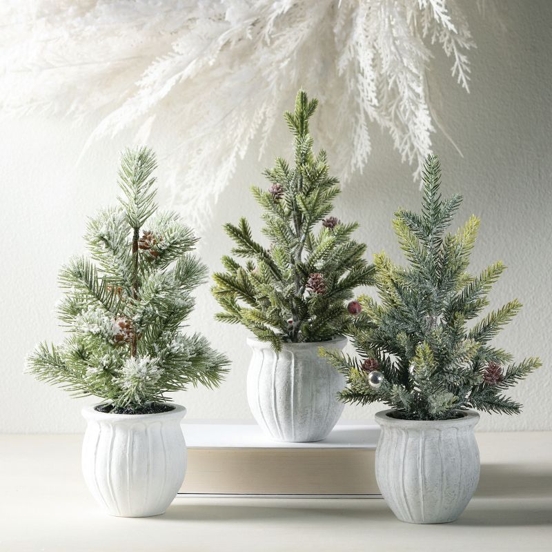 Sullivans 1' Potted Pine Artificial Tree Set of 3, Green, 3 of 5