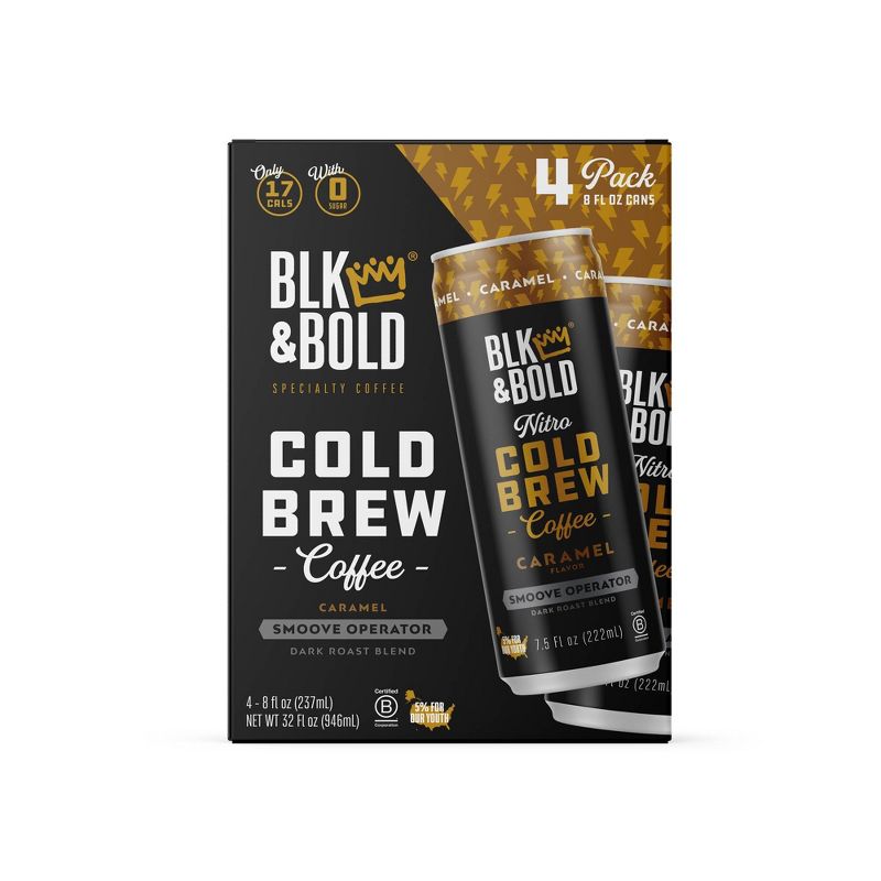 BLK &#38; Bold Smoove Operator Caramel Nitro Cold Brew Coffee Cans - 4pk/7.5 fl oz, 1 of 11