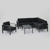 Cape Coral 5pc Aluminum Sofa Set with Cushions: Sectional Chat & Glass Table - Christopher Knight Home - 2 of 4
