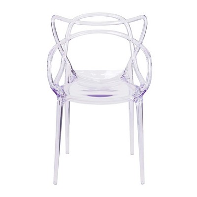 HomeRoots Clear Acrylic Open Back Dining Arm Chair