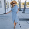 Women's Denim Button Front Side Slit Shirt Midi Dress -Cupshe - 2 of 4