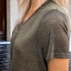 Amaryllis Women's Short-Sleeve Casual V-Neck Shimmer High Low Lightweight Tee Soft - 2 of 4