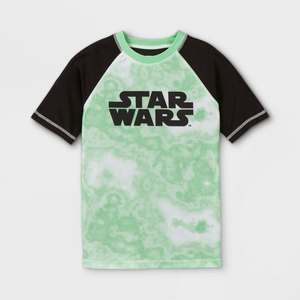 Boys' Baby Yoda Rash Guard Swim Shirt - Green XS