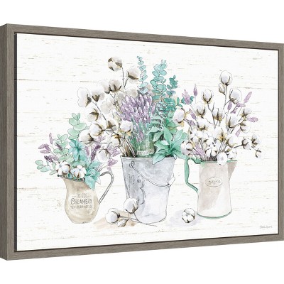 Farmhouse Cotton and Lavender Framed Canvas Wall Art Print
