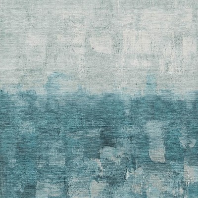 HomeRoots 5' X 8' Teal Blue And Silver Abstract Washable Indoor Outdoor Area Rug