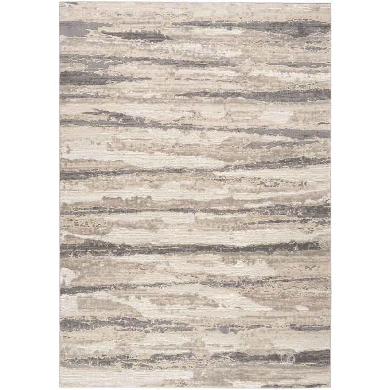 Nourison Modern Striped Sustainable Woven Rug with Lines Beige, 1 of 10