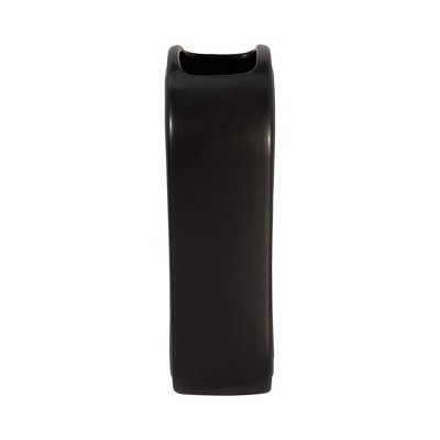 11" Black Ridged Oval Ceramic Table Vase