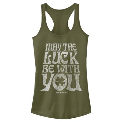 Juniors Womens Star Wars St. Patrick's Day May The Luck Be With You Racerback Tank Top