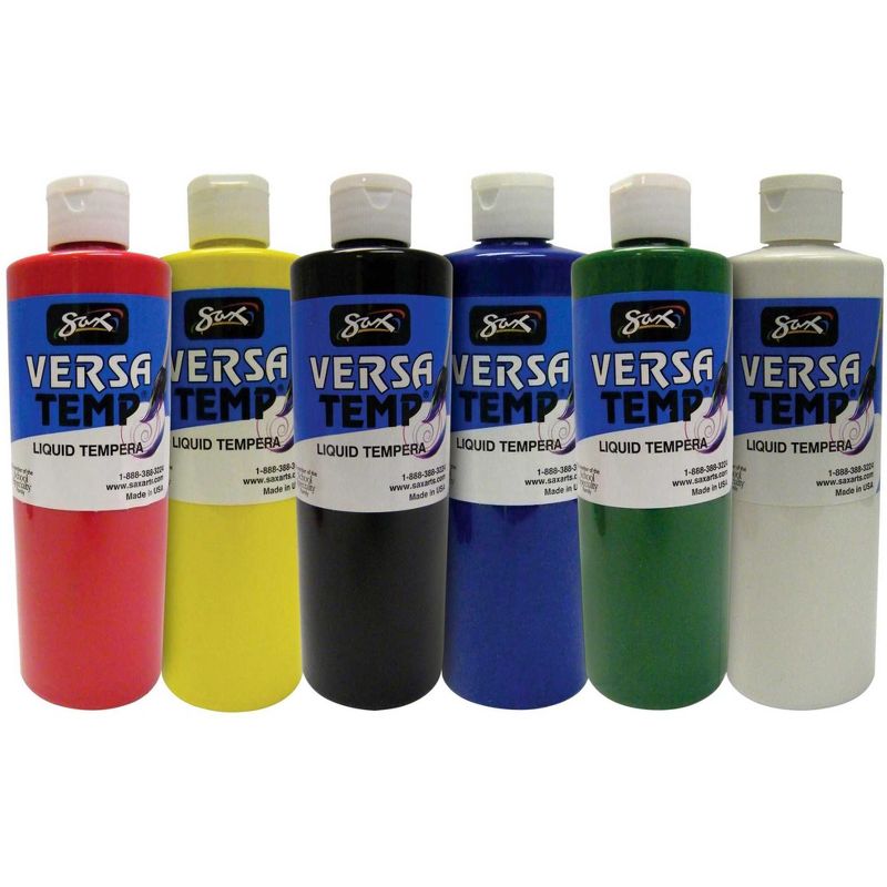 Sax Versatemp Liquid Tempera Paint, 1 Pint Bottles, Assorted Colors, Set of 6, 1 of 5