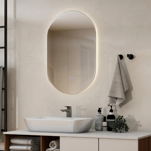 Costway 32 X 20 Oval Bathroom Wall Mirror Mounted Makeup