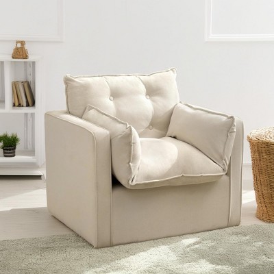 Accent Chair, 360¡ã Swivel Modern Armchair with Metal Base - 401 Lbs Linen Lounge Chair for Living Room Office
