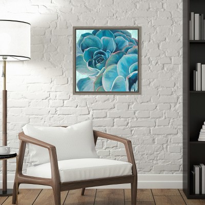 Large Blue and Green Succulent Canvas Print with Frame