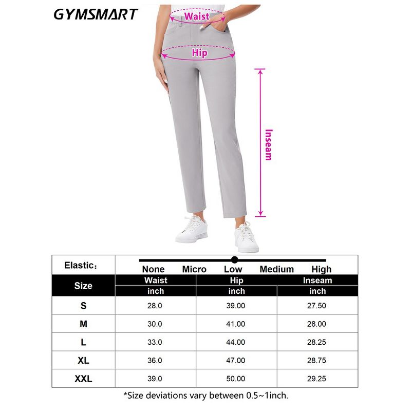 Women's Golf Pants with Pockets Lightweight Qucik Dry Casual 7/8 Work Ankle Pants for Women, 5 of 6